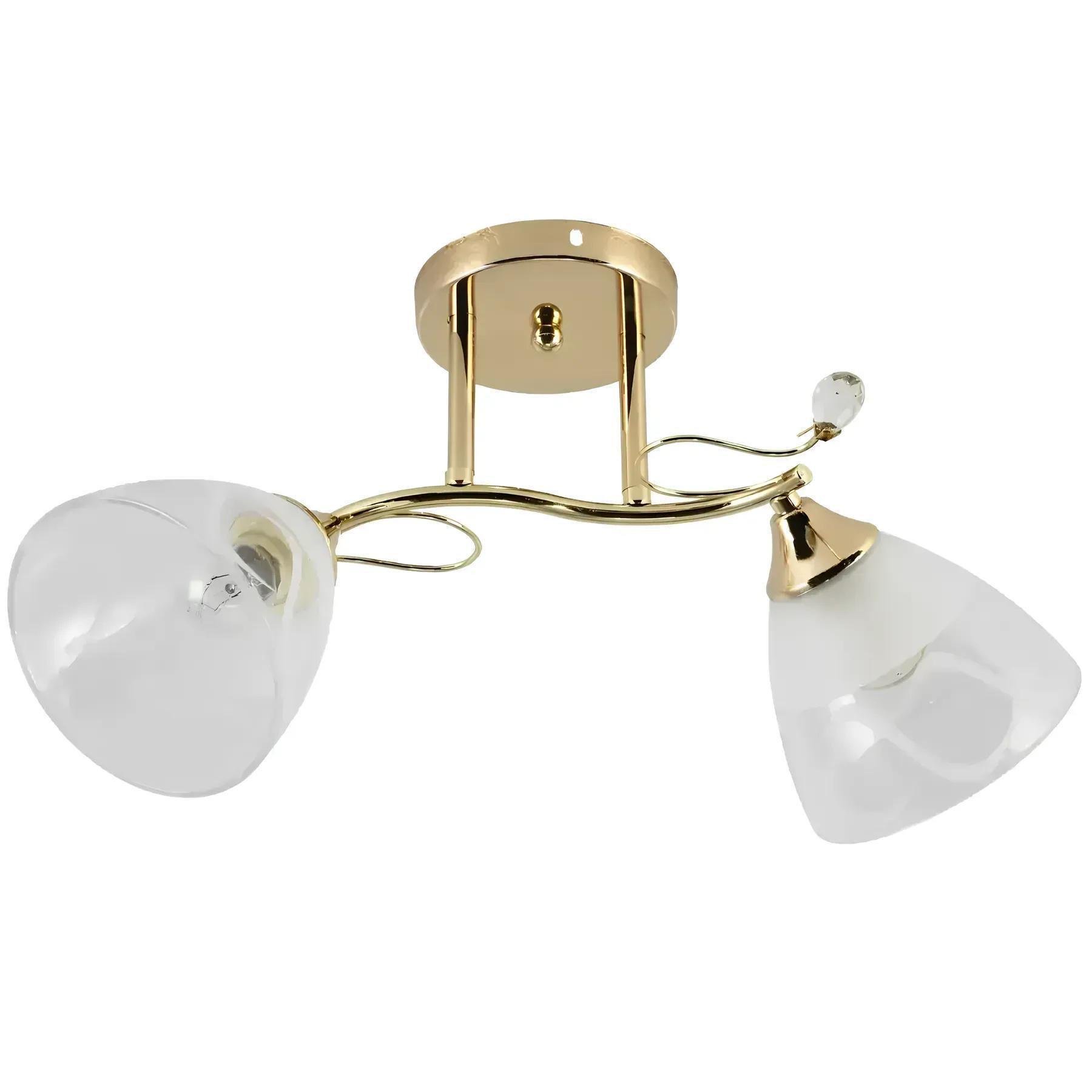 Люстра стельова Valeso V XA1378/2 на два скляні плафони з візерунками під лампу Е27 IP20 Золотий (00000140718)