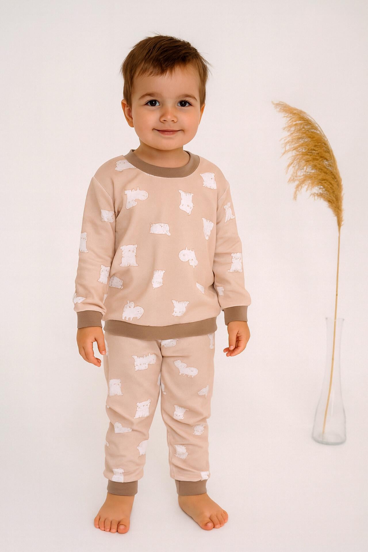 Піжама дитяча з начосом Тімі текс Білий ведмедик 98-104 см