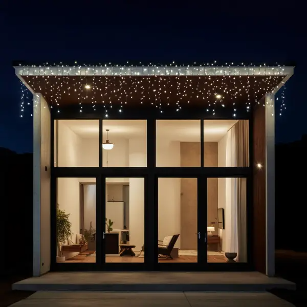 Гірлянда мережна Бахрома вулична 12 м 200 LED діодів зовнішня від мережі білий провід колір світла Білий (12MWW) - фото 5