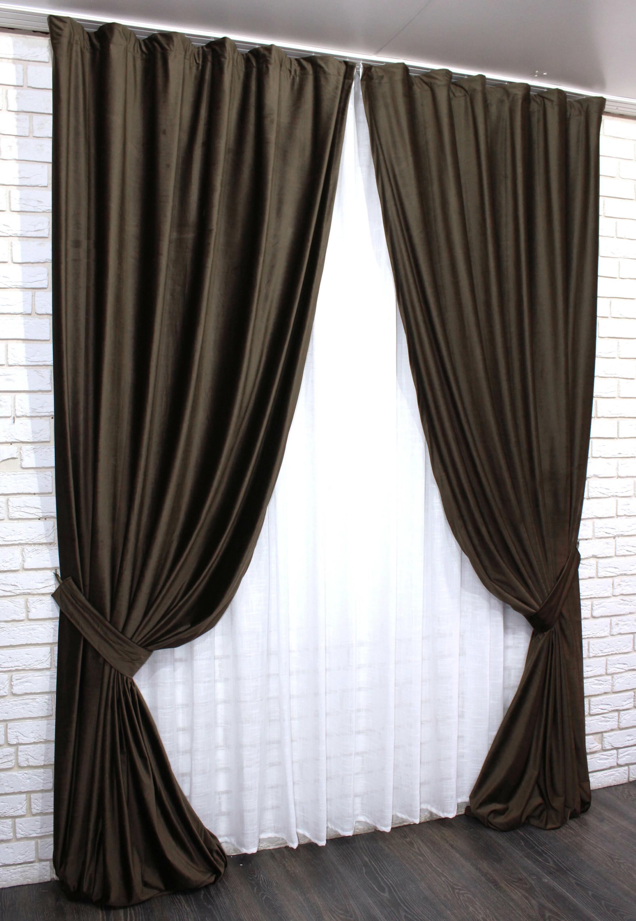 Комплект штор VR-Textil № 889ш оксамит 150х290 см 2 шт. Темно-коричневий (30-685) - фото 3 Комплект штор VR-Textil № 889ш оксамит 150х290 см 2 шт. Темно-коричневий (30-685) - фото 3