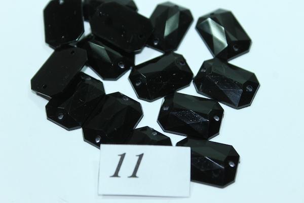 Камни пришивные Восьмиугольник 25х18 мм 20 шт. Черный