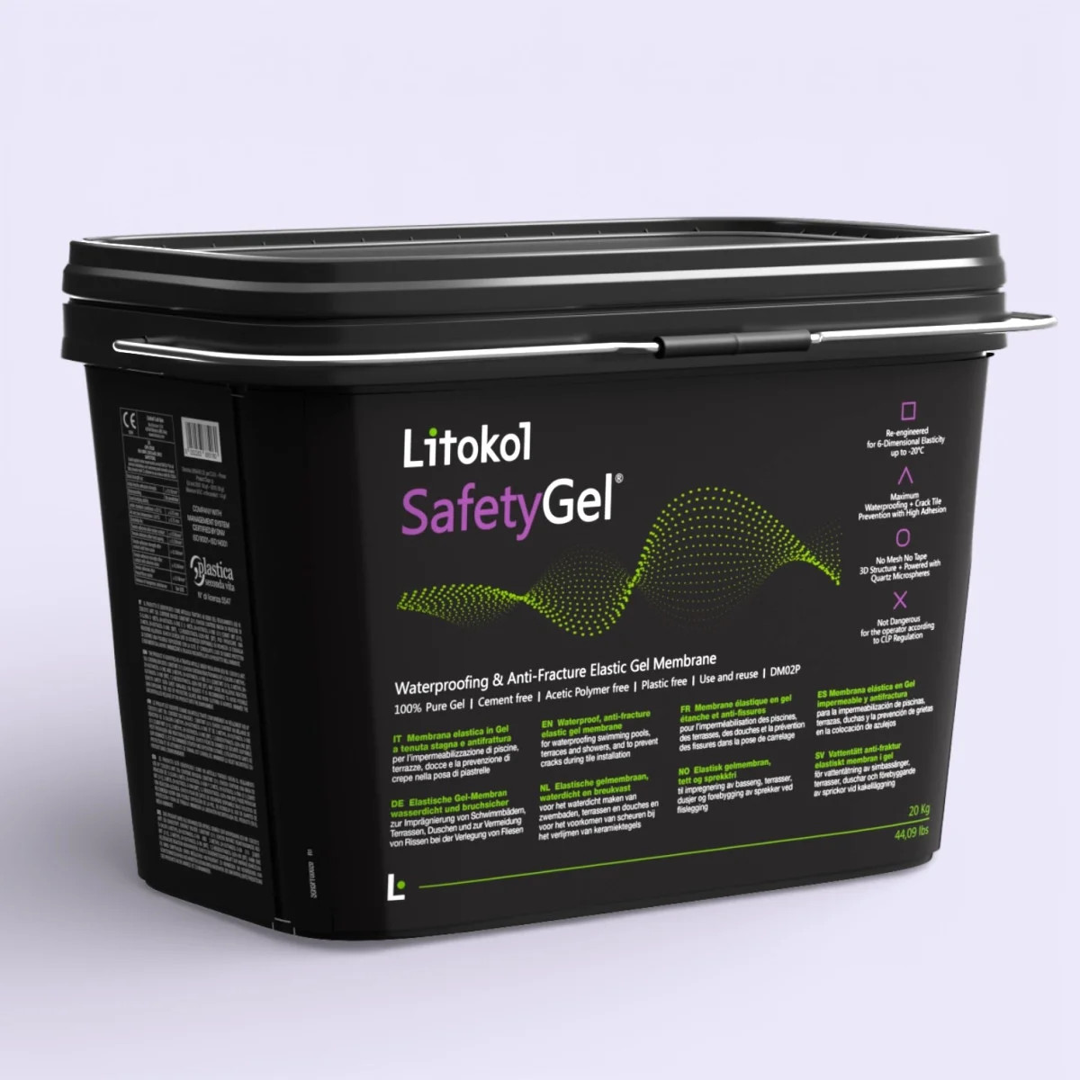 Гелевая гидроизоляция обмазочная Litokol SafetyGel эластичная водонепроницаемая противотрещинная 20 кг (SFTG0020)