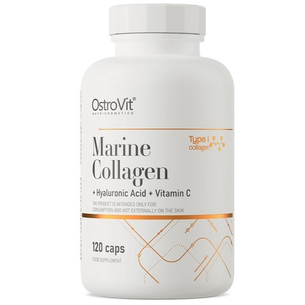 Добавка натуральная Коллаген OstroVit Marine Collagen Hyaluronic Acid Vitamin C 120 капсул Добавка натуральная Коллаген OstroVit Marine Collagen Hyaluronic Acid Vitamin C 120 капсул