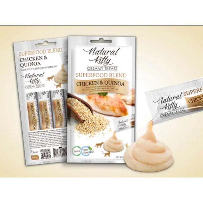 Ласощі для котів Natural Kitty Creamy Treats Superfood Blend курка та кіноа в желе 24 стику по 12 г - фото 3 Ласощі для котів Natural Kitty Creamy Treats Superfood Blend курка та кіноа в желе 24 стику по 12 г - фото 3