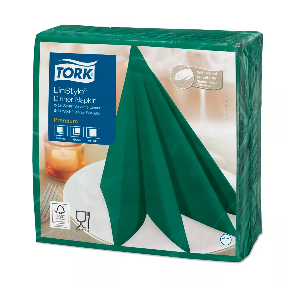 Серветки сервірувальні Tork Linstyle один шар 39х39 мм 50 шт. Зелений (478847)