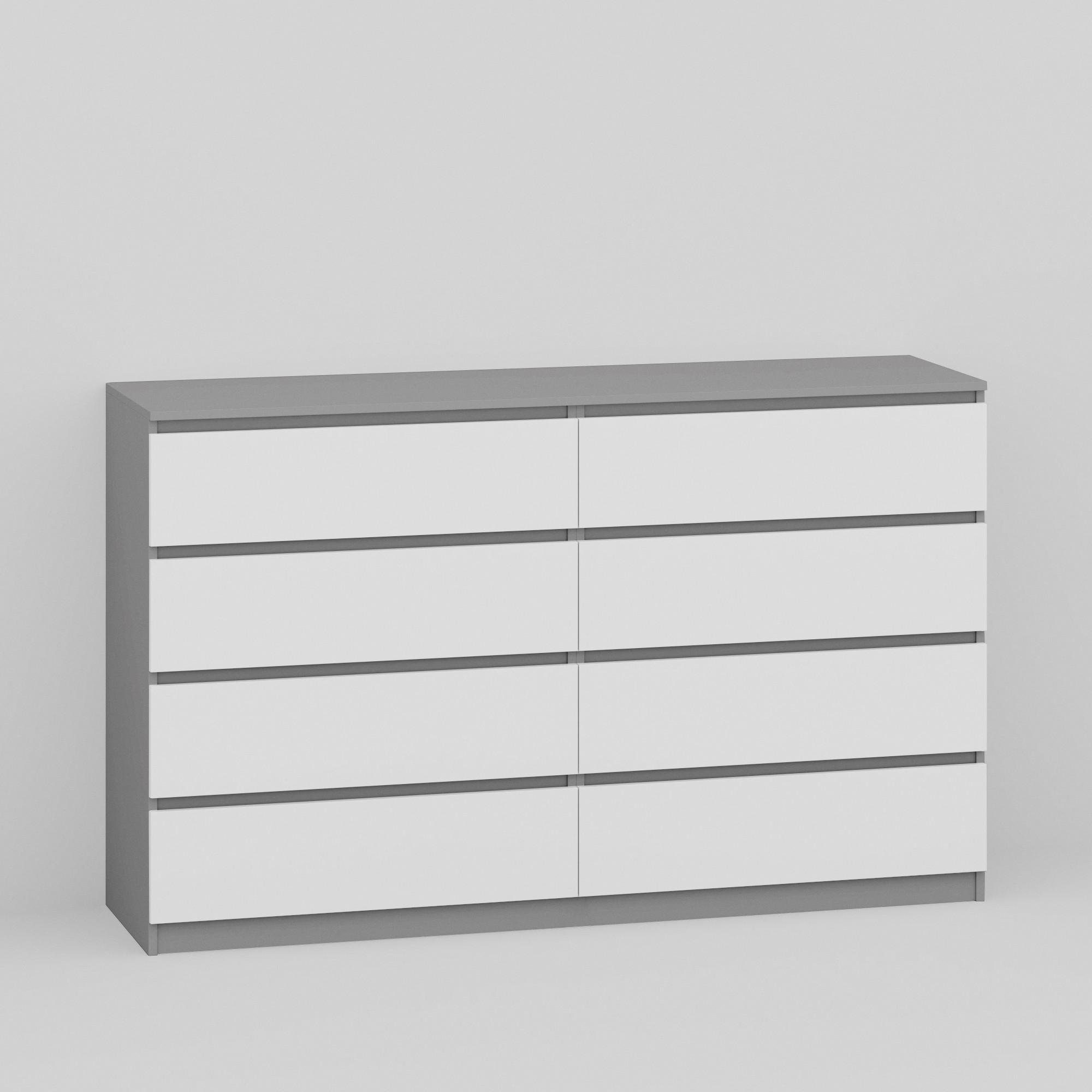 Комод на 8 ящиков без ручек Line KF8 1400x450x1035 мм Серый/Белый - фото 2