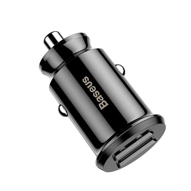 Зарядное устройство для автомобильного 2USB Baseus Grain 3.1A Black (CCALL-ML01) - фото 3