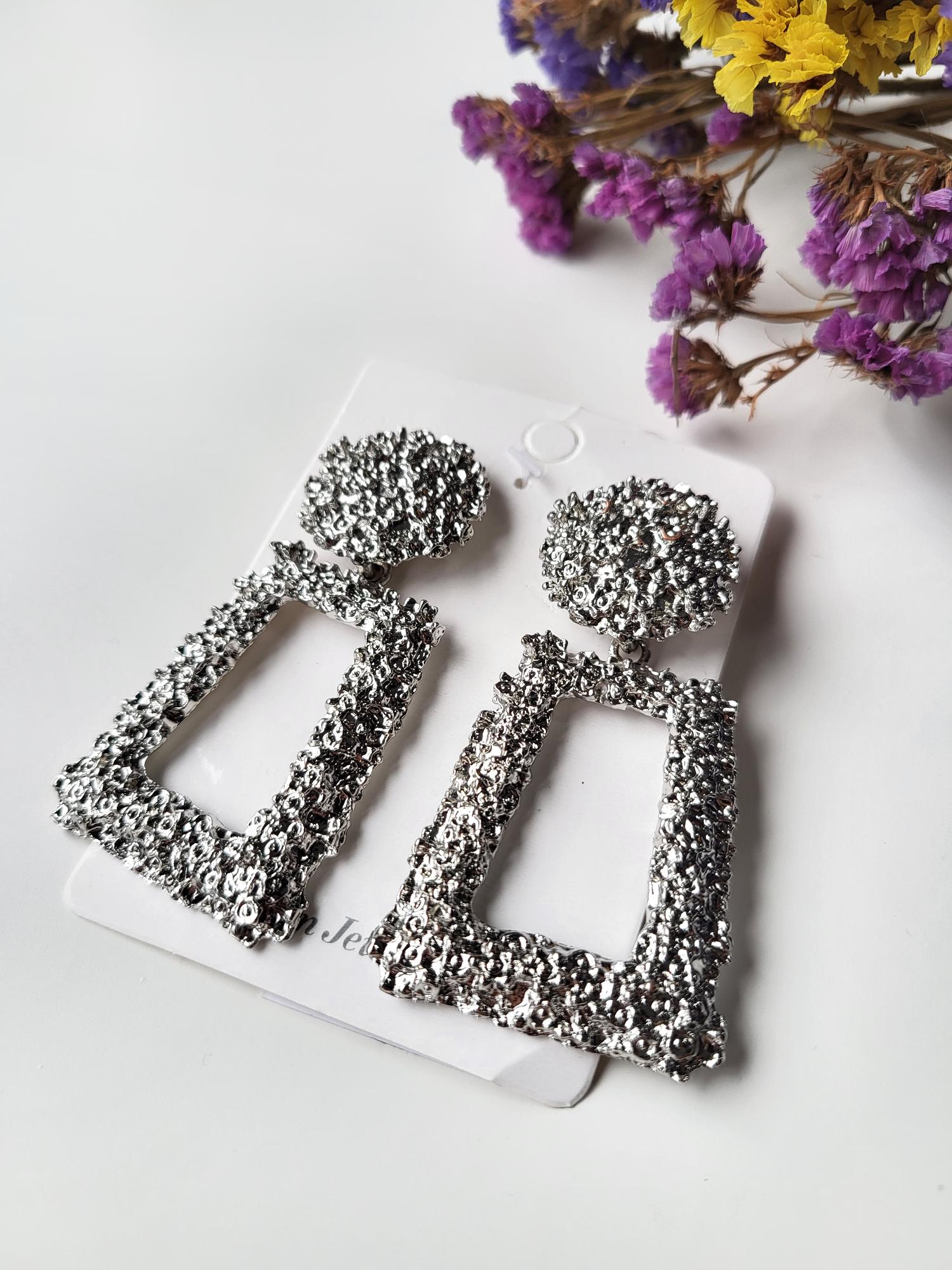 Серьги трапеции Без бренду Серебристый (10792)