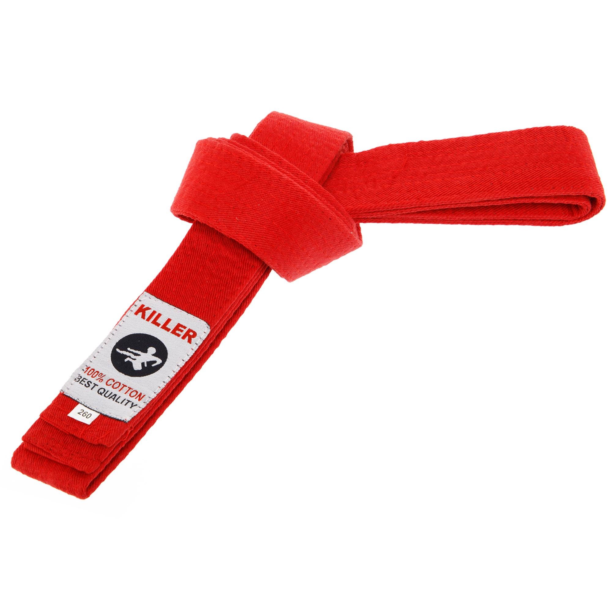 Пояс для кимоно KILLER хлопок р. 5 280 см Красный (KILLER_Красный_5,_длина_280_с)