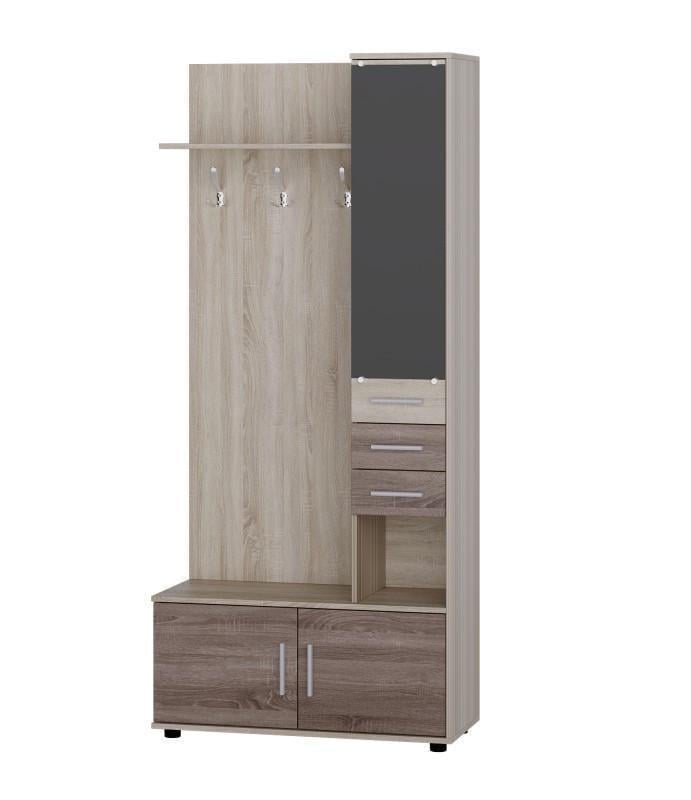 Прихожая с крючками Эверест Ривьера 90х38х200 см Дуб сонома/Трюфель (EVR-20287)