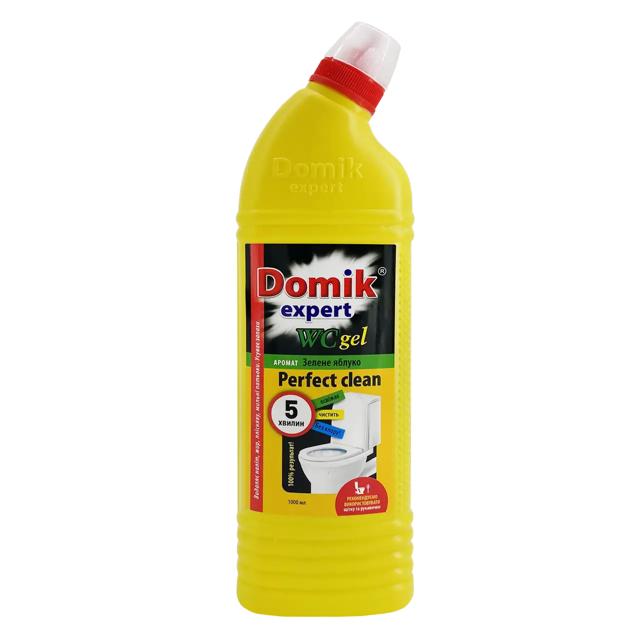 Гель для унитазов кислотный Domik Expert Зеленое яблоко 1000 мл Гель для унитазов кислотный Domik Expert Зеленое яблоко 1000 мл