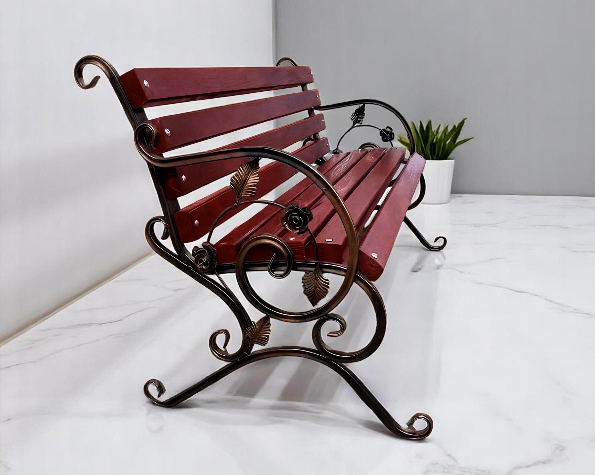 Скамейка садовая кованая Tobi Sho Камелия с подлокотниками 130 см Махагоний - фото 2 Скамейка садовая кованая Tobi Sho Камелия с подлокотниками 130 см Махагоний - фото 2