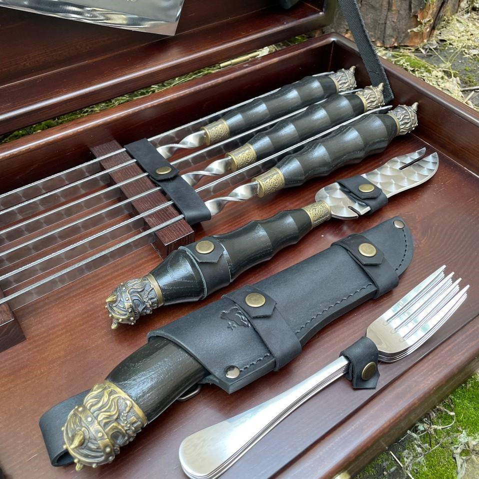 Набір шампурів Gorillas BBQ Вікінг в дерев'яній коробці - фото 7 Набір шампурів Gorillas BBQ Вікінг в дерев'яній коробці - фото 7