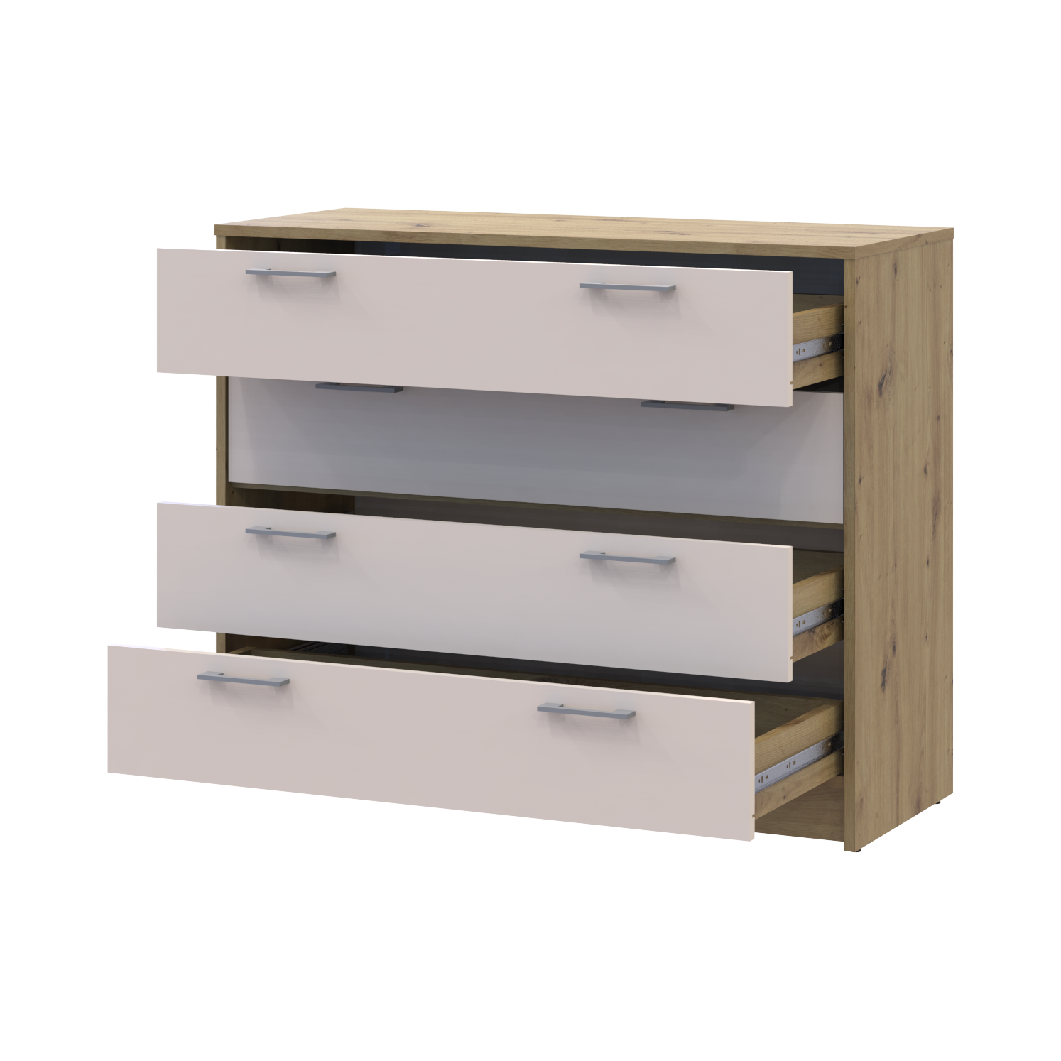 Комод Doros Ронді 4 шухляди 100х40х82 см Дуб Артізан/Кашемір (41516187) - фото 2 Комод Doros Ронді 4 шухляди 100х40х82 см Дуб Артізан/Кашемір (41516187) - фото 2