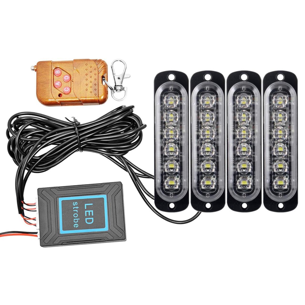 Стробоскоп в решітку радіатора 6 LED 12-24V з пультом керування 4 шт. Синій (4280) Стробоскоп в решітку радіатора 6 LED 12-24V з пультом керування 4 шт. Синій (4280)