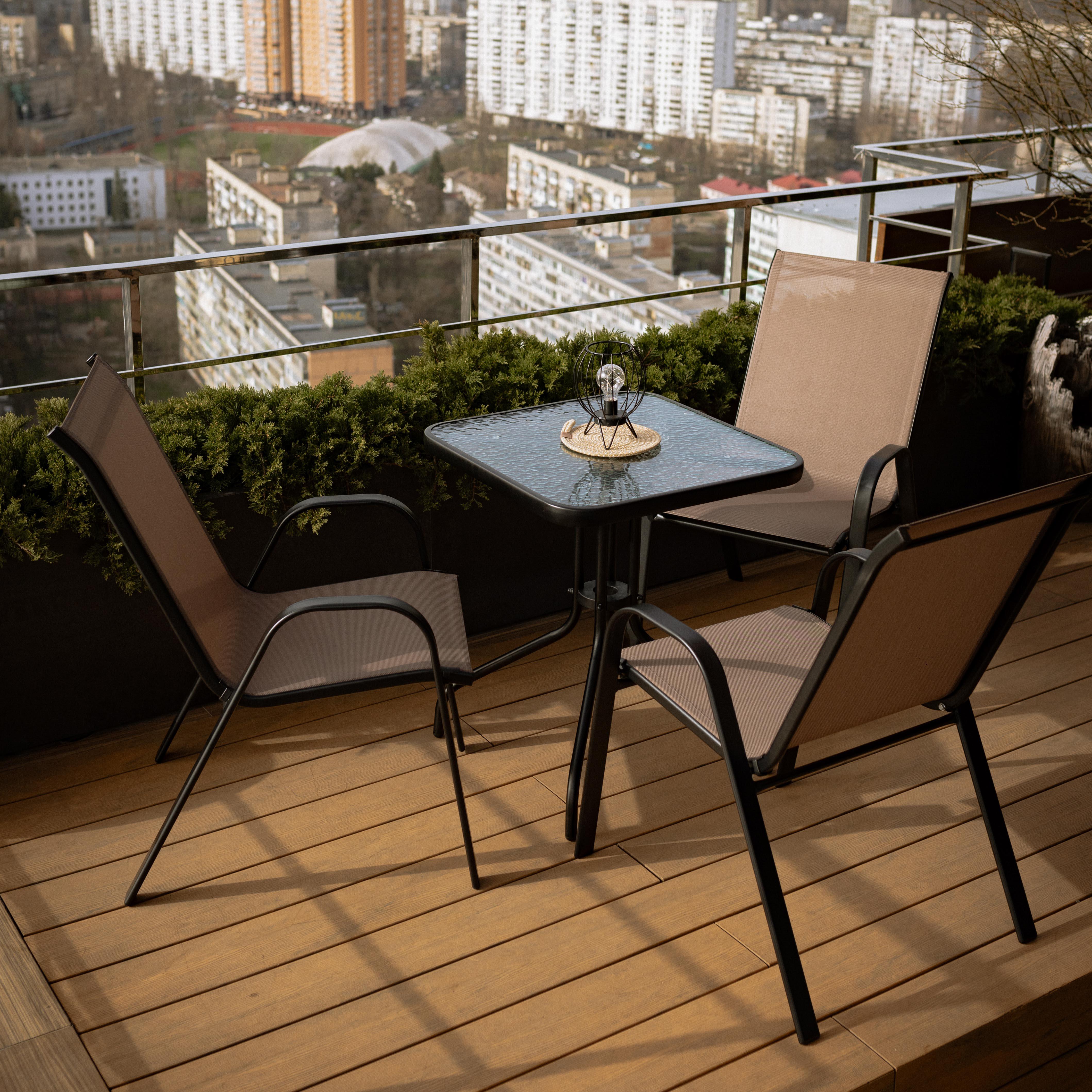 Комплект садовой мебели 4Points Grado-3 с квадратным столом и тремя стульями Коричневый