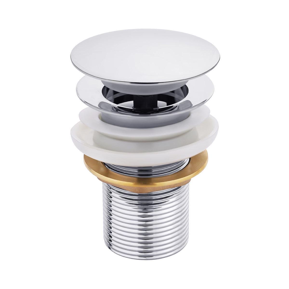 Клапан донний для раковини Perla click-clack латунь з переливом Хром (PSA2201)