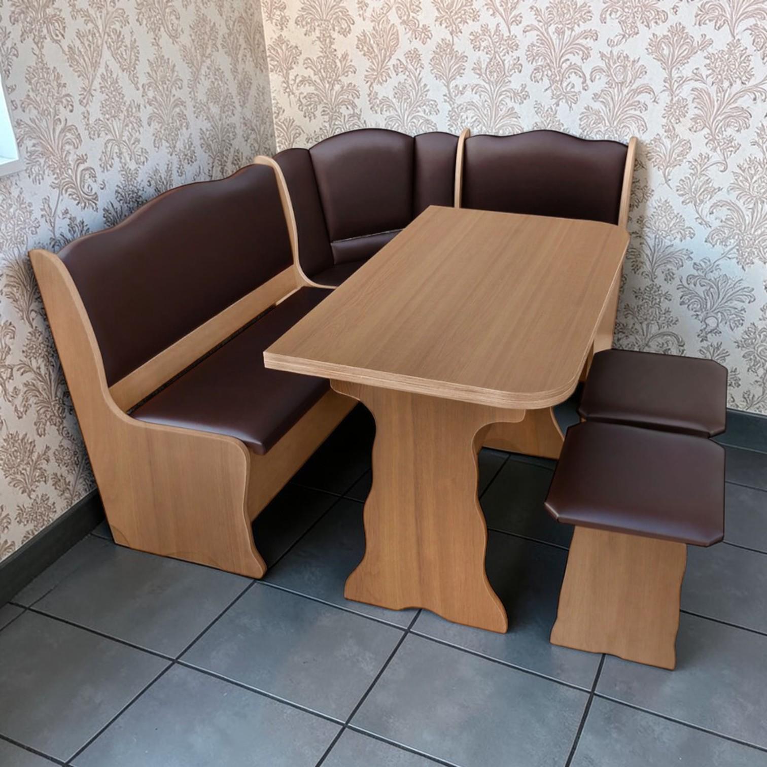 Кухонный уголок Гарант со столом и табуретками ДСП/экокожа 140х110 см Орех эко/Шоколад (KSTT-GE-ESH)