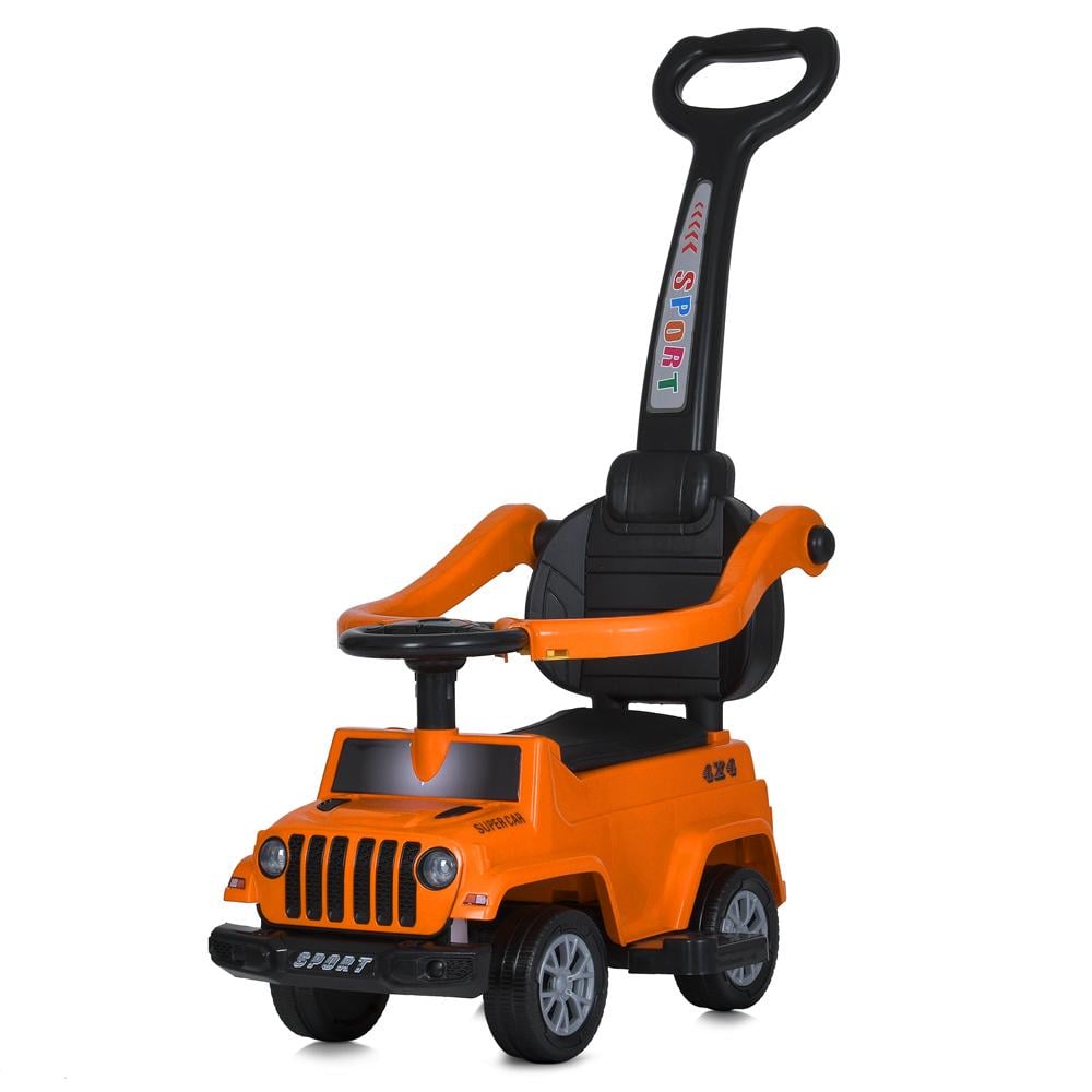 Каталка-толокар 2в1 M 5902L с родительской ручкой и удобным багажником Оранжевый (24383726)