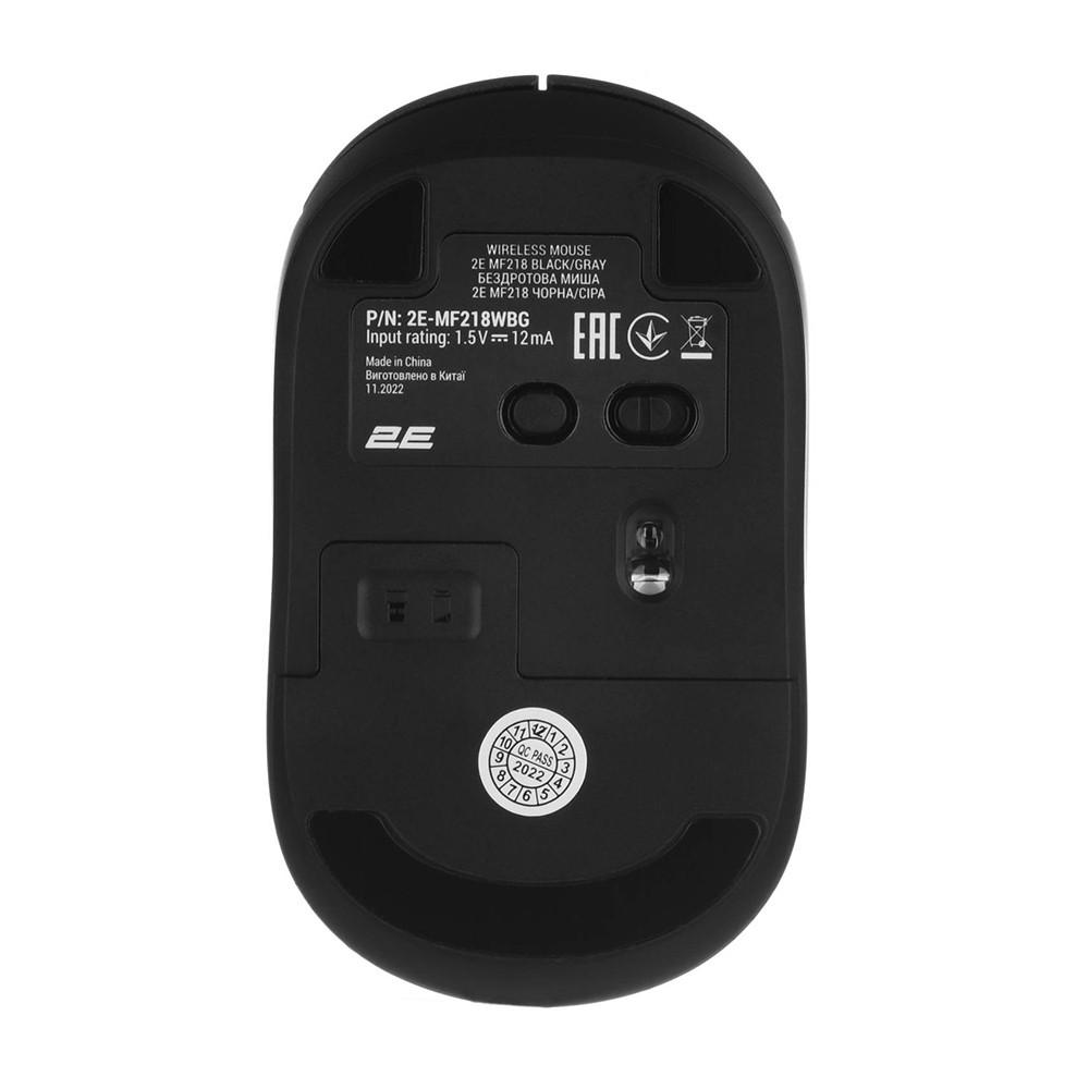 Мишка безпровідна оптична 2E MF218 Bluetooth 800-1200-1600 DPI Чорний/Сірий (2E-MF218WBG) - фото 6