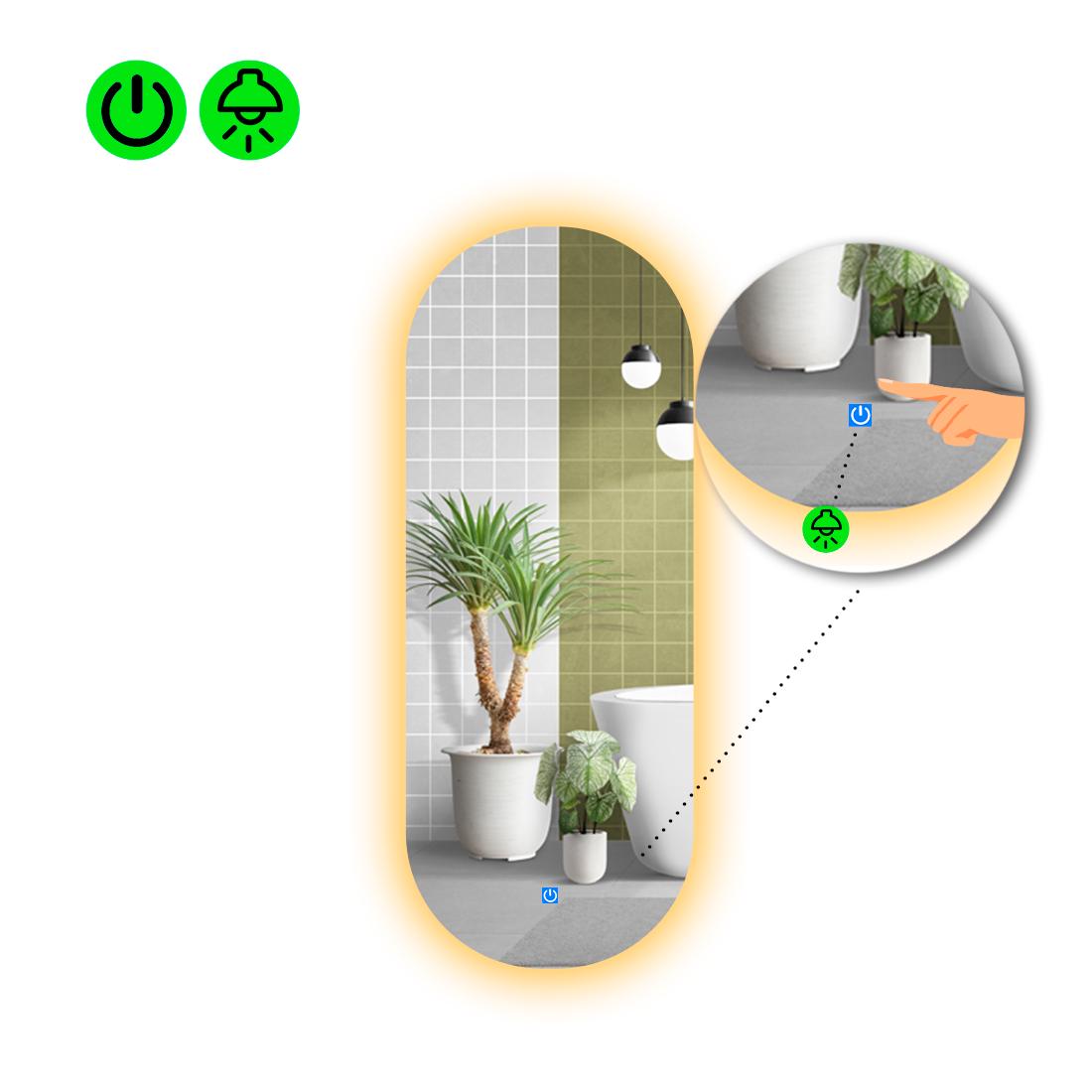 Зеркало с LED подсветкой Portale 2 с сенсорной кнопкой управления 140x55 см