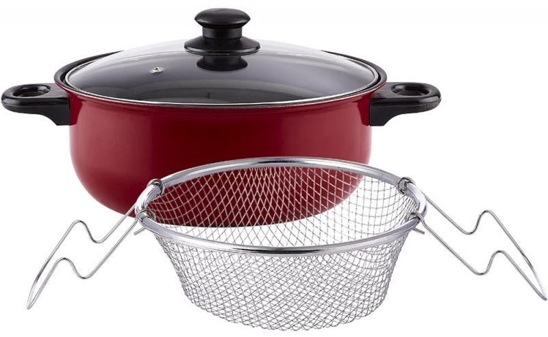 Сотейник-фритюрница Renberg Fritkee с крышкой 3,8л 26х10 см Красный (RB-1551)