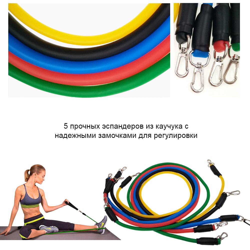 Набор трубчатых эспандеров для упражнений фитнеса и спорта Power Bands 5 жгутов Бубновского (120.128) - фото 7