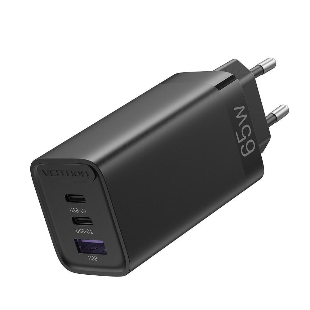 Зарядное устройство Vention 65W GaN 2x Type-C/USB быстрая зарядка 65Вт 3-портовый USB Черный (FEDB0-EU) Зарядное устройство Vention 65W GaN 2x Type-C/USB быстрая зарядка 65Вт 3-портовый USB Черный (FEDB0-EU)