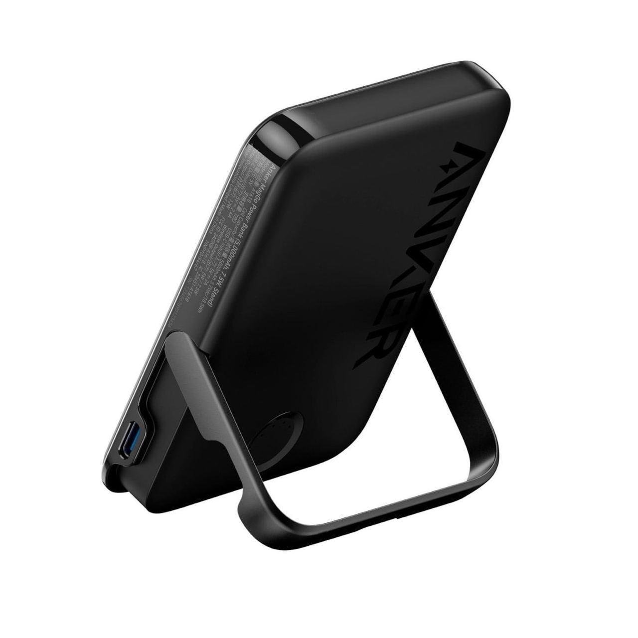 Повербанк магнітний Magsafe Anker A1618 5000 mAh для iPhone з підставкою для телефона Чорний (26389464) - фото 10 Повербанк магнітний Magsafe Anker A1618 5000 mAh для iPhone з підставкою для телефона Чорний (26389464) - фото 10