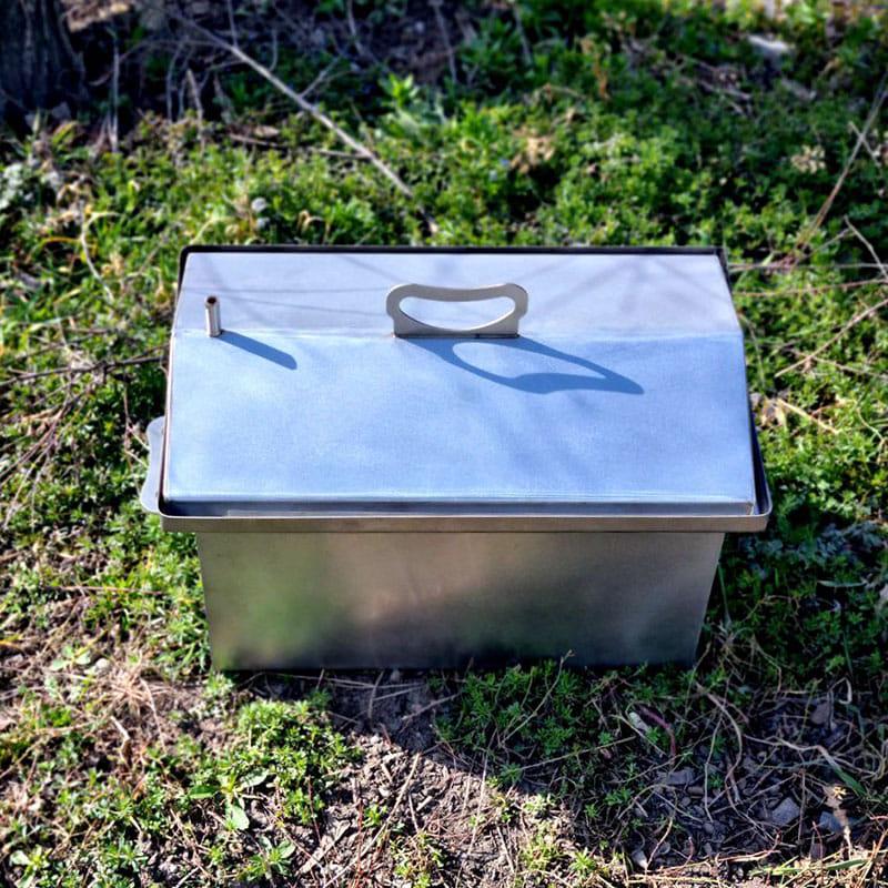 Коптильная из нержавеющей стали средняя с 2 сетками для продуктов и поддоном для сбора жира 2 мм толщина