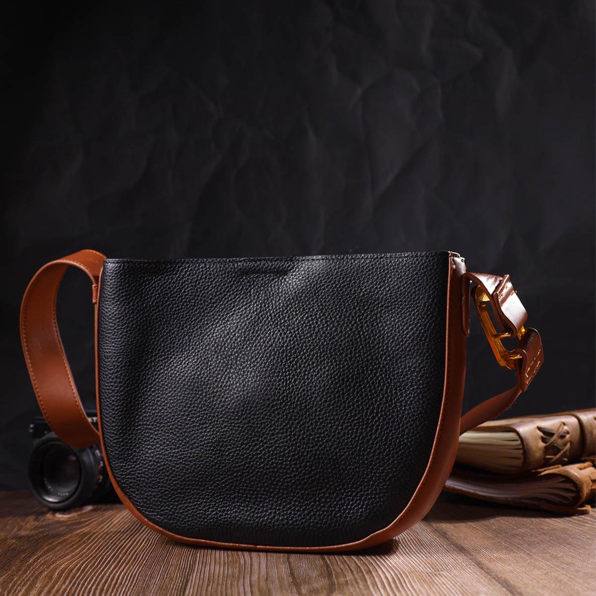 Жіноча сумка крос-боді Vintage Bag 22093 з натуральної шкіри Чорний - фото 7