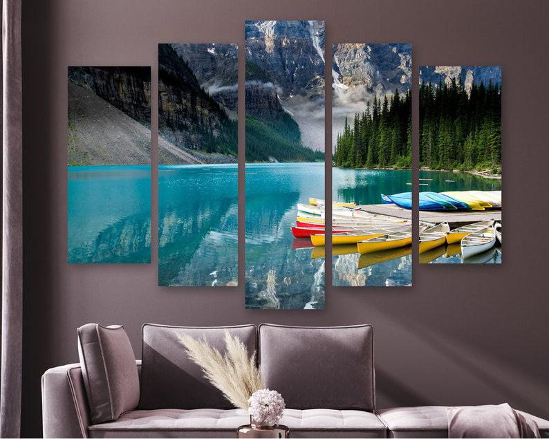 Модульна картина на полотні з п'яти частин KIL Art Озеро моря та пляжій 187x119 см (M51_XL_426)