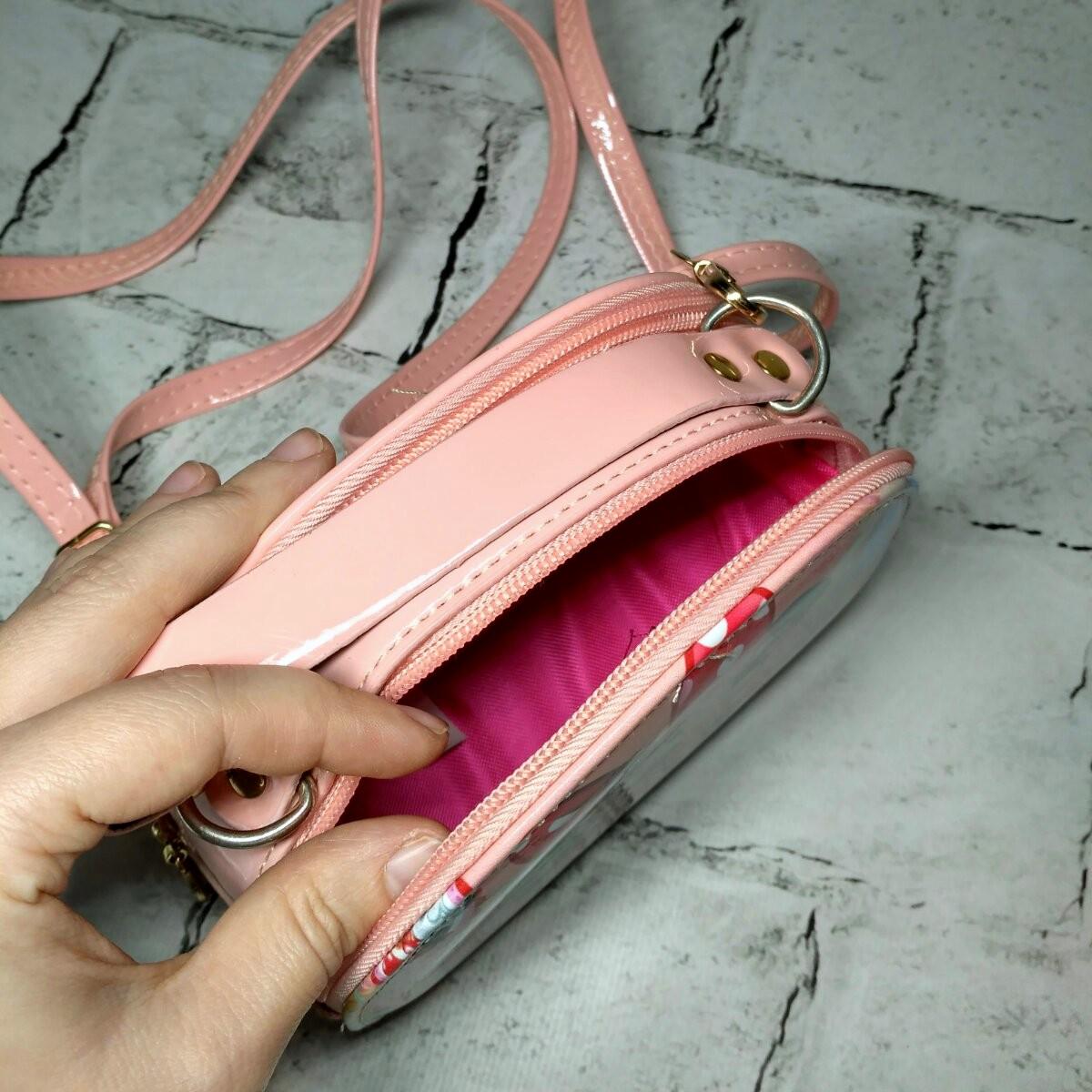 Сумочка дитяча для дівчинки лакова з ремінцем Міккі 15х12х5 см Персиковий (731-7) - фото 2