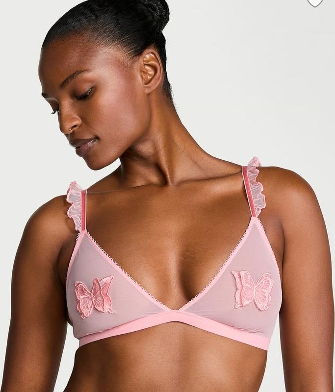 Бюстгальтер без пуш-ап з метеликами Victoria's Secret S DD/75E-70E Рожевий (2781574348)