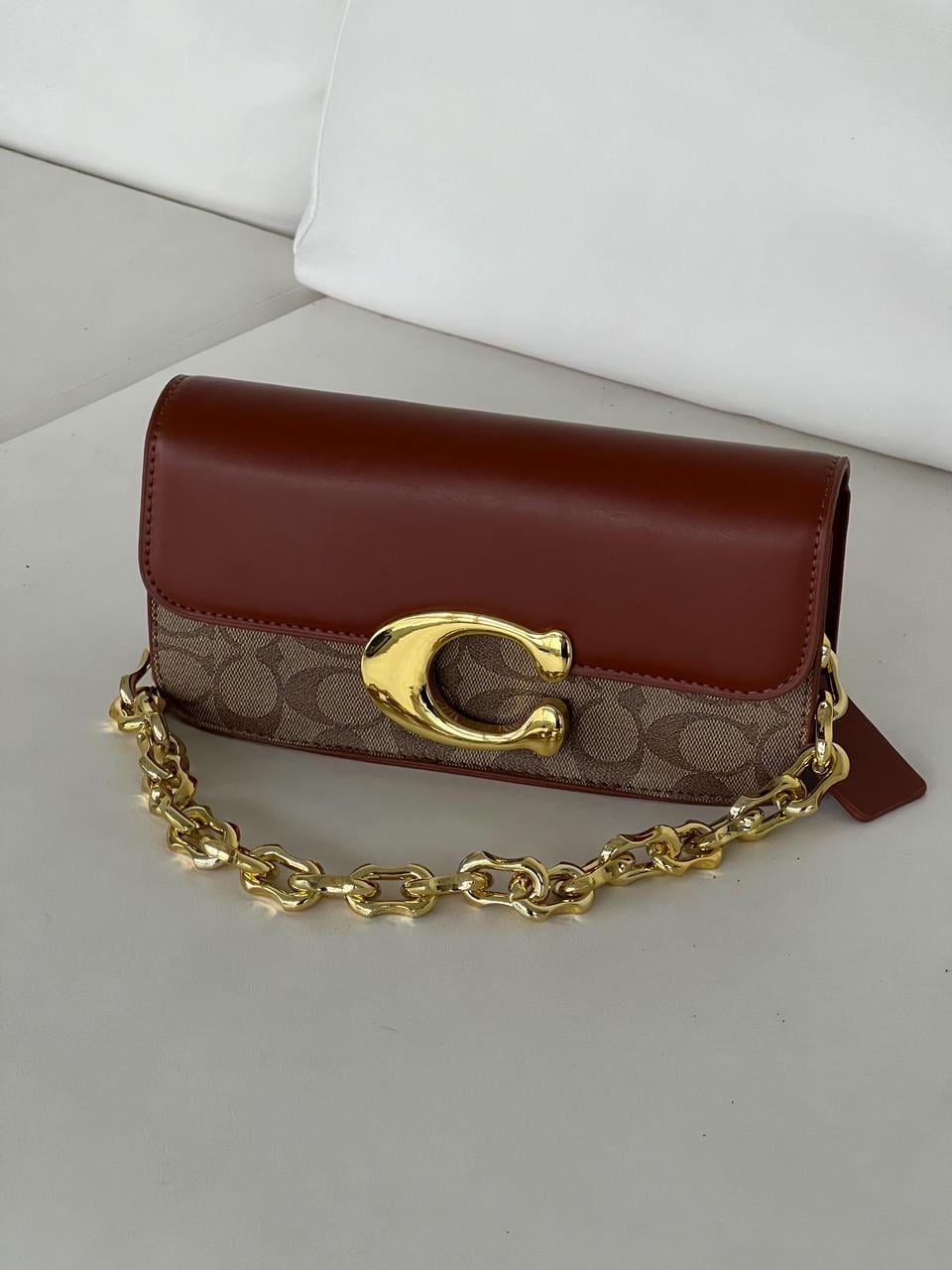 Сумка-клатч женская Coach Idol Bag на цепочке Коуч Коричневый (2448149098)