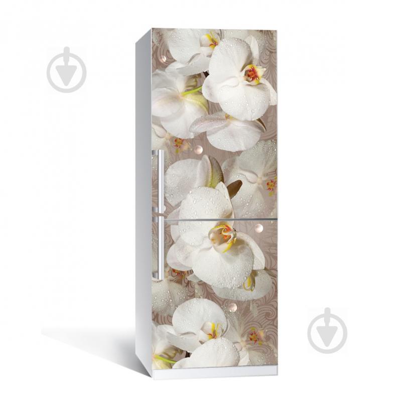 Наклейка на холодильник Zatarga Орхидея и капли росы 01 650х2000 мм Бежевый (z180206)