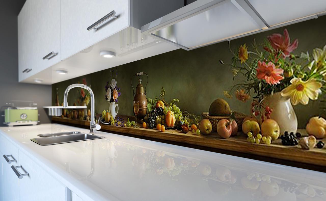 Кухонный фартук Осенние фрукты из самоклеющейся виниловой пленки 60х300 см Коричневый Кухонный фартук Осенние фрукты из самоклеющейся виниловой пленки 60х300 см Коричневый