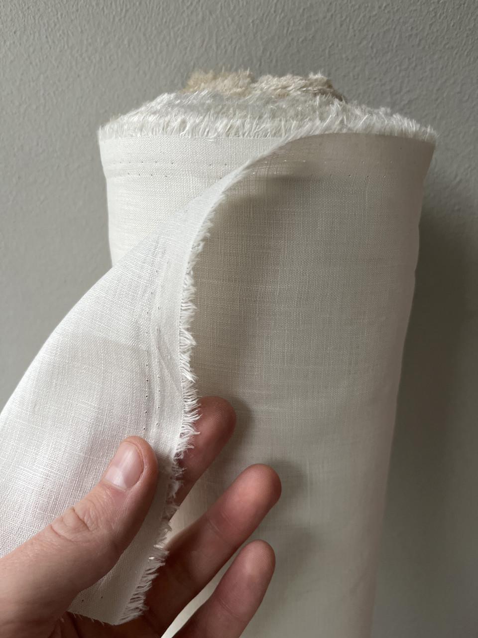 Ткань рубашечная LINEN PLUS льняная 143 см 759 Молочный - фото 7