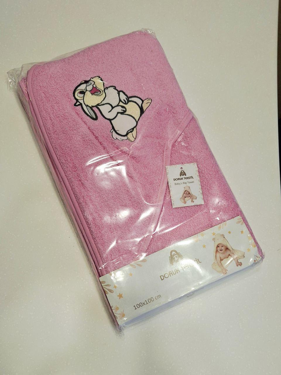 Рушник-куточок для діток Зайченя махровий 100х100 см Рожевий (1963)