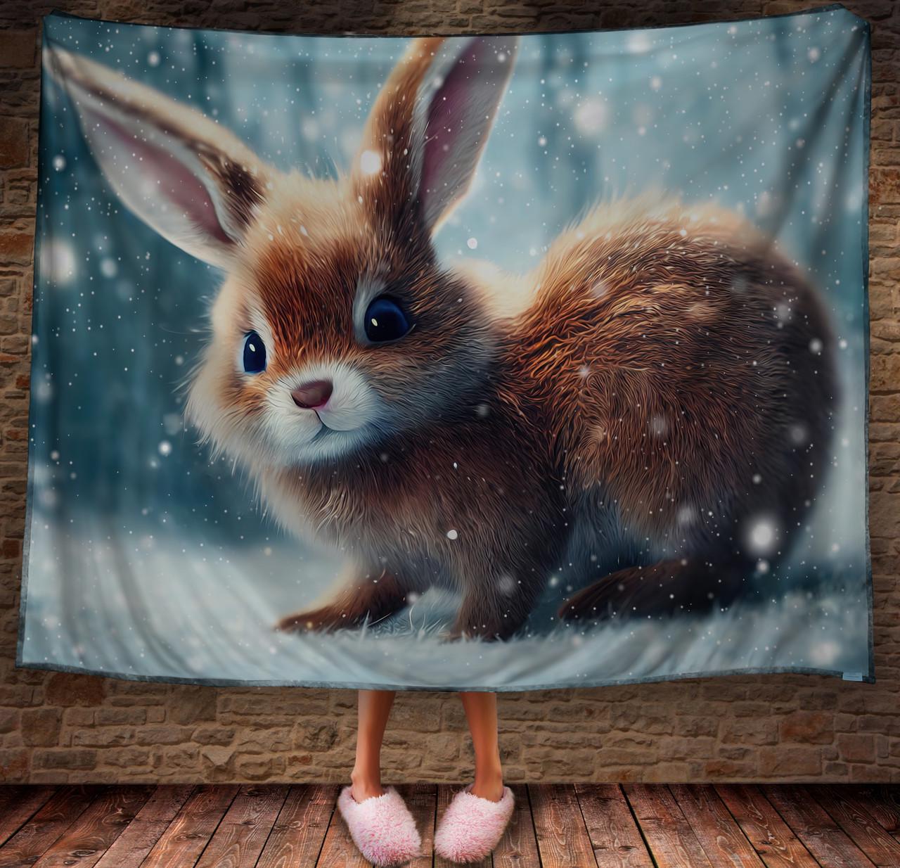 Плед с 3D принтом 33 Кролик в зимнем сказочном лесу 150х200 см (epi_1845)