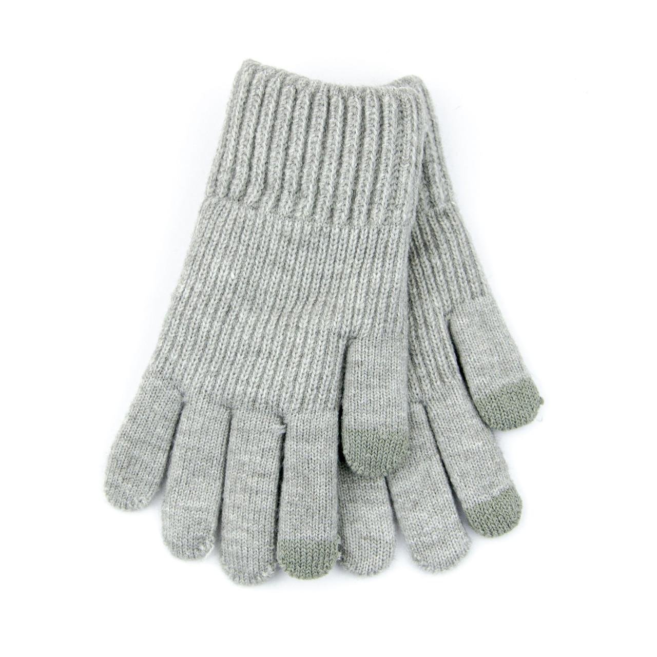 Рукавиці підліткові для дівчаток зимові з вовняною підкладкою і сенсорними пальцями від 11 років Сірий (23-5-69)
