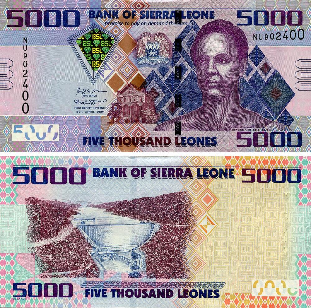 Коллекционная банкнота Сьерра-Леоне 5000 леони 2021 UNC (P32)