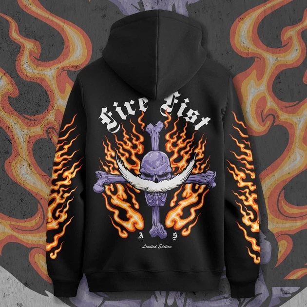 Худи для подростка мальчика с принтом Ван Пис Fire Fist Red Edition 160 см (Anime11254)