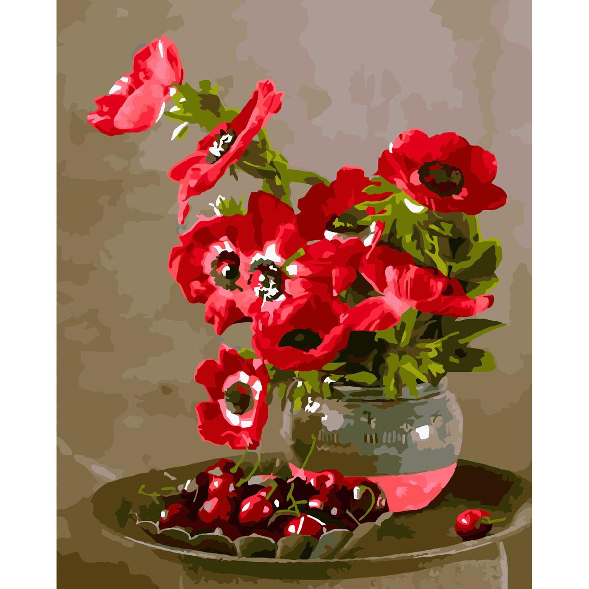 Картина по номерам Strateg Маки и черешни 40x50 см (VA-3636)