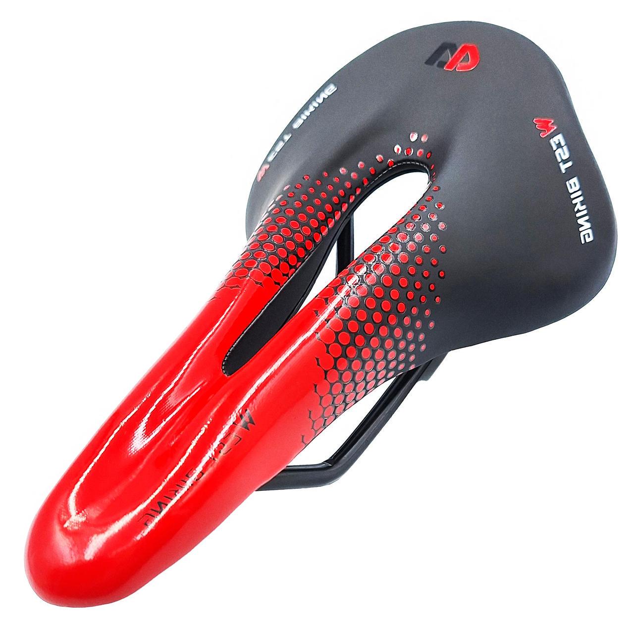 Сідло велосипедне West biking Sport YP0801117 з вентиляційним отвором 25х15 см Чорний з червоним (G0001271)