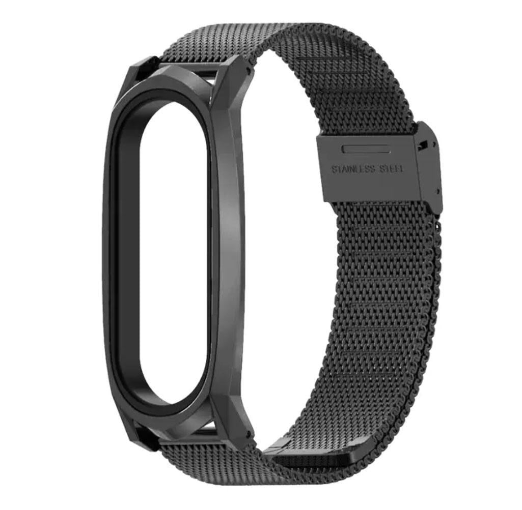 Ремешок металлический Mijobs миланское плетение для фитнес браслета Xiaomi Mi Smart Band 7 Black
