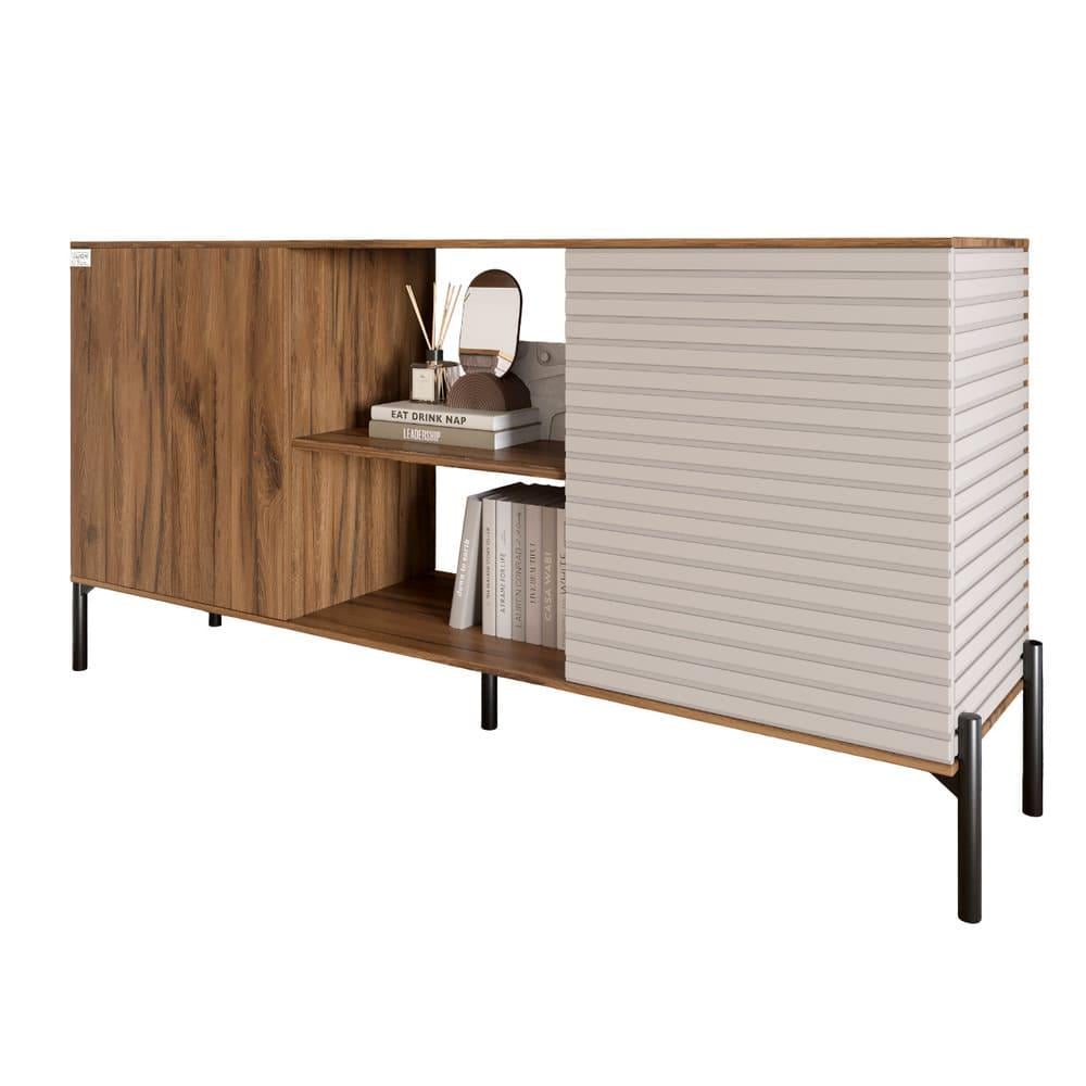 Комод открытый Lion Грей на черных металлических ножках Дуб Ливорно/Кашемир (000-000-2234) - фото 2 Комод открытый Lion Грей на черных металлических ножках Дуб Ливорно/Кашемир (000-000-2234) - фото 2