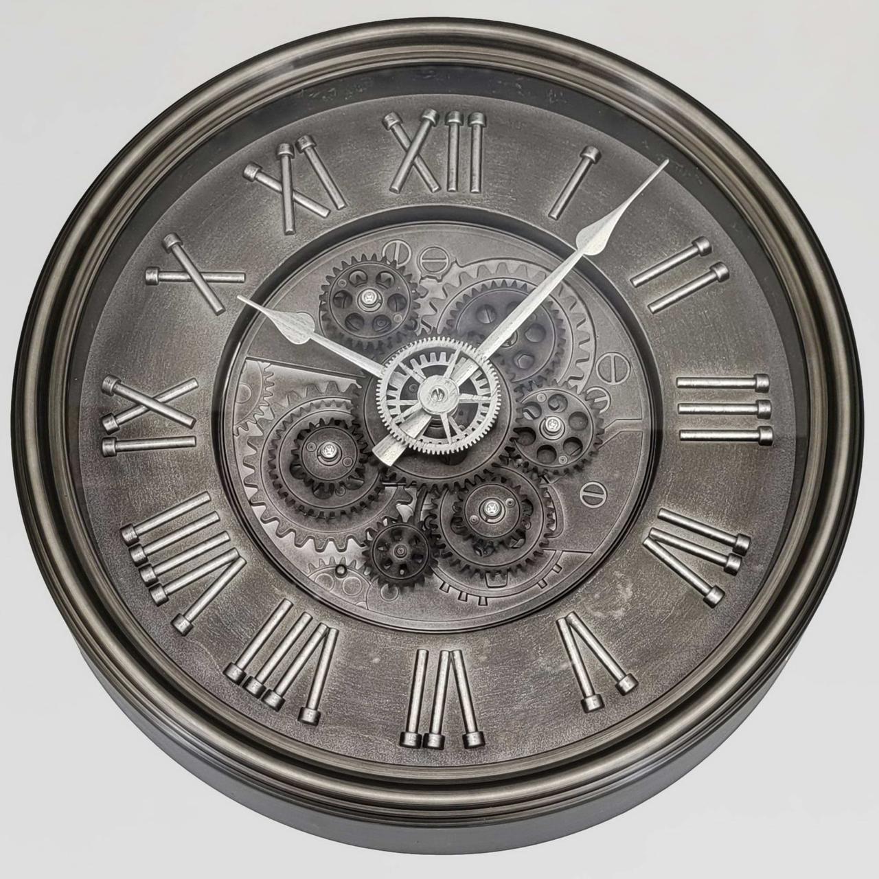 Годинник настінний безшумний OV-0081 36,3 см з відкритим механізмом шестернями колещатками під старовину (2861666976)
