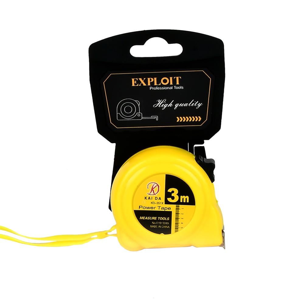 Рулетка строительная EXPLOIT R32153 с фиксатором пластик/металл 3 м Желтый (618877)