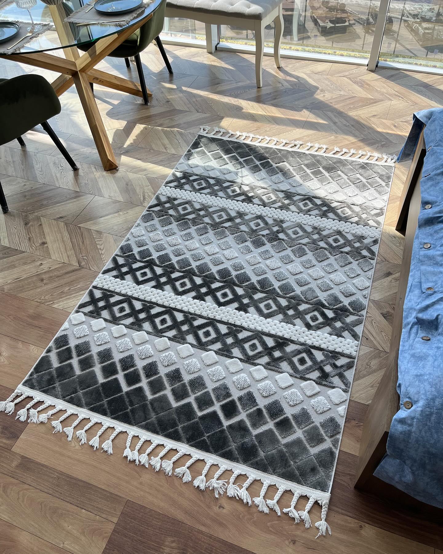 Ковер прямоугольный 120х180 см Лиловый Серый с белым